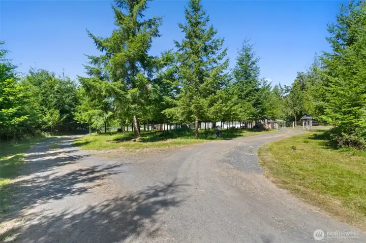 Circle driveway entrance.