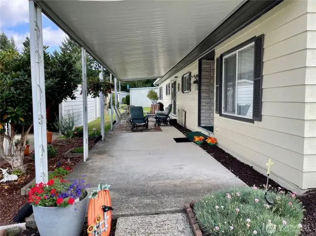 Front covered entrance with patio.