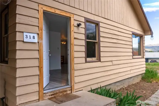 Wood siding on exterior.