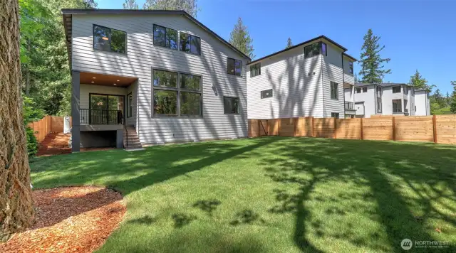 Leveled and fully-fenced backyard.