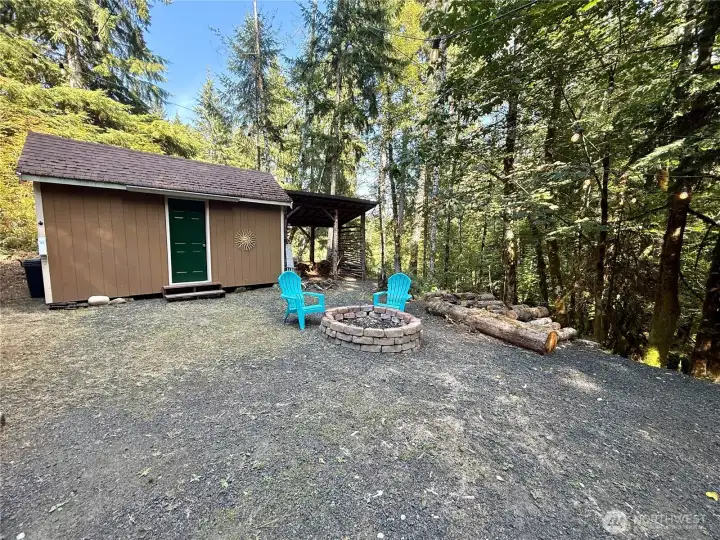 Enjoy your morning cup of coffee watching the wildlife on the covered deck.