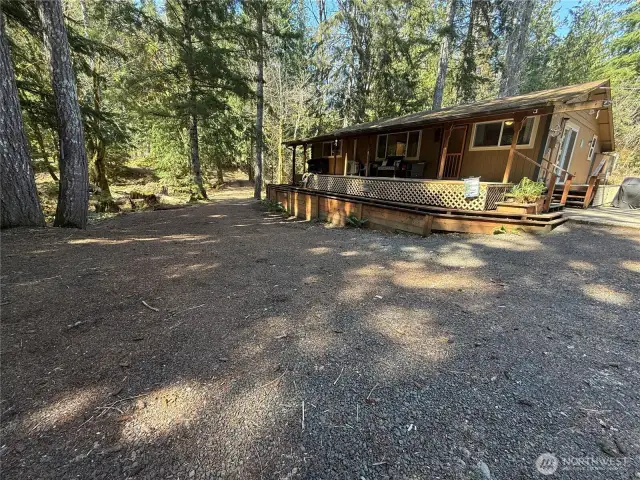 Long driveway w/ plenty of room for parking.