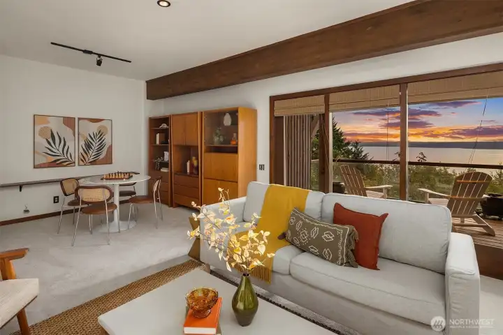 Downstairs bonus room features a deck with views, new carpet and a closet. There is a separate entrance that may be used for this level.