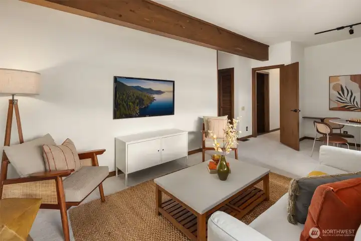 Downstairs bonus room features a deck with views, new carpet and a closet. There is a separate entrance that may be used for this level.