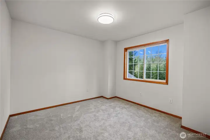 Spacious 3rd bedroom with new paint, new carpet and lots of natural light.