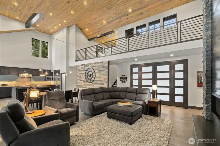 Enjoy vaulted ceilings in great room, dining, and kitchen area on main floor