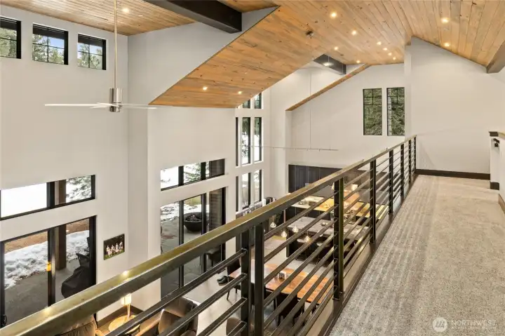 Upstairs walkway overlooking downstairs