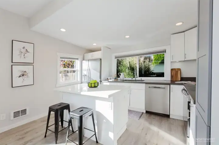 Natural, clean lighting in this beautifully updated kitchen