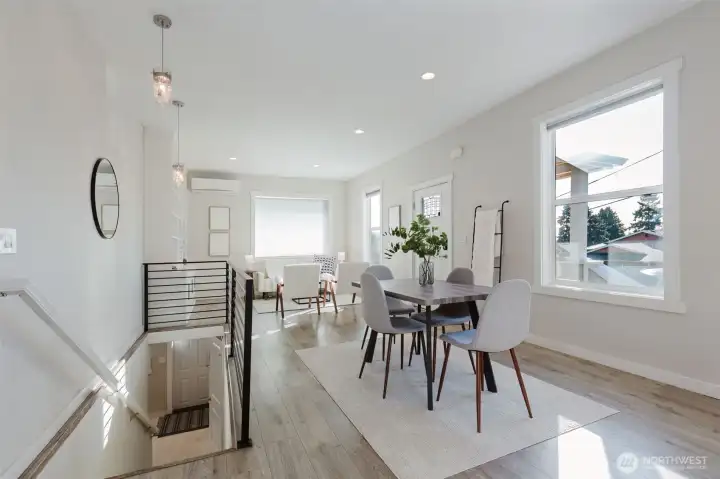 Upstairs great room offers plenty of dining and hosting options