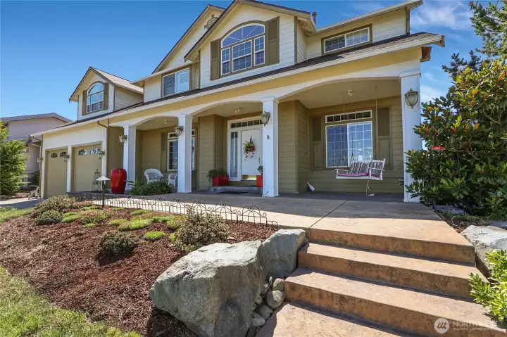 Front porch swing with Mr. Rainier Views!