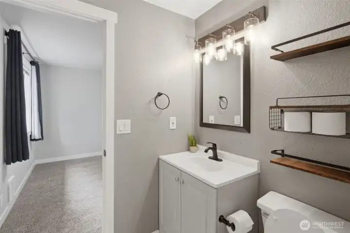 Another view of the updated primary restroom. So cute!!!