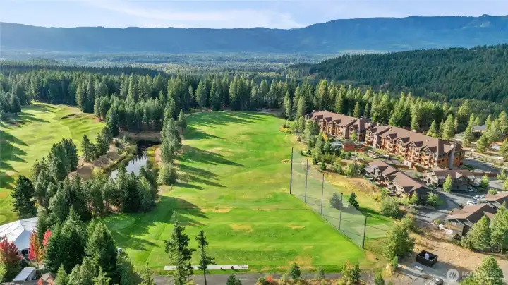 Aerial view of Trailhead and Driving Range