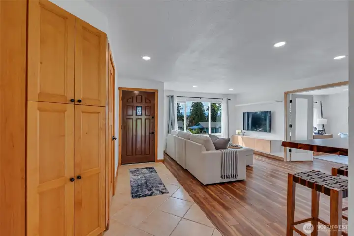 front door and living room