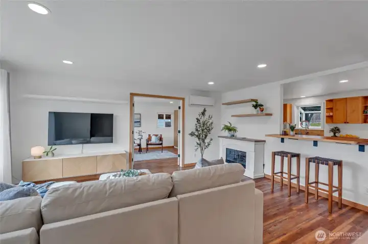 living room and kitchen