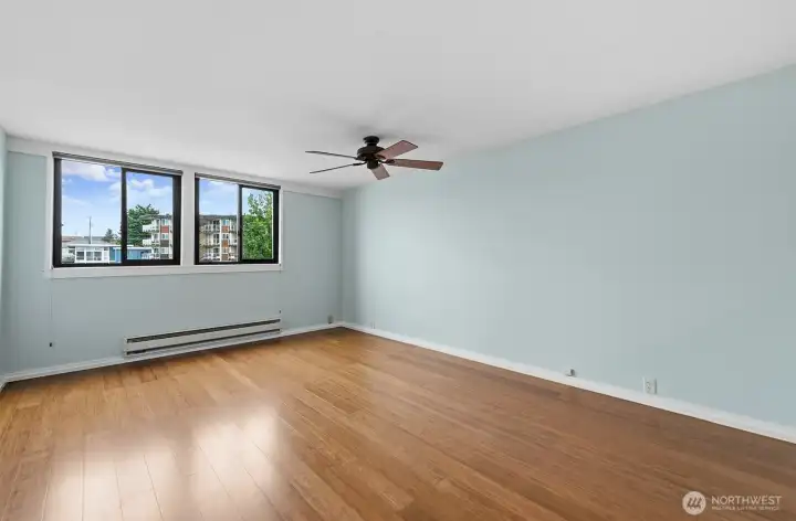 The primary suite is big enough for your King bed and big dresser.