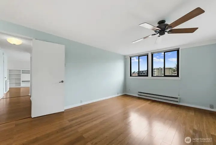 You can put a bureau for your TV on the West wall. See views from bed!