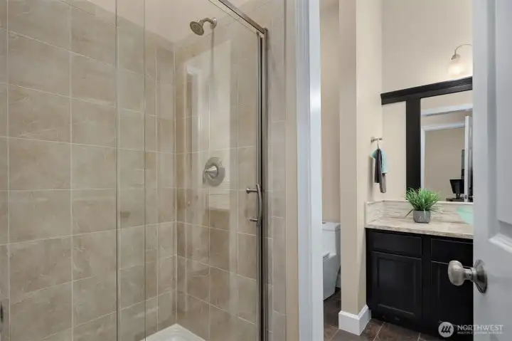 3/4 bath off the main floor office/4th bedroom.
