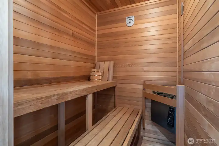 Sauna in primary bathroom.