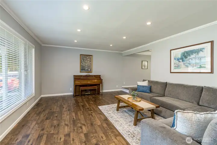 Durable low-maintenance laminate flooring throughout the lower level Durable low-maintenance laminate flooring throughout the lower level