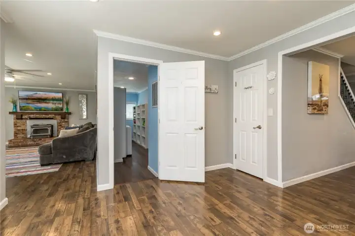 Kitchen flows into the family room and laundry/mudroom Kitchen flows into the family room and laundry/mudroom