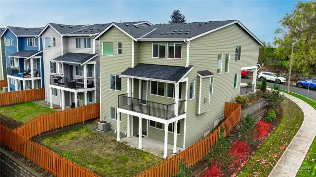 Lower level patio & main level deck.