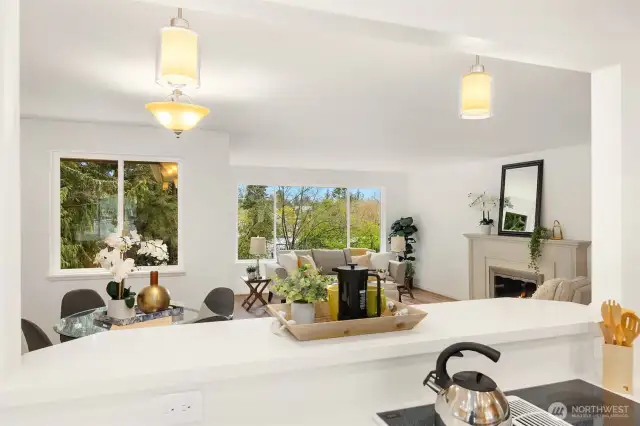 View of the living and dining rooms from the kitchen
