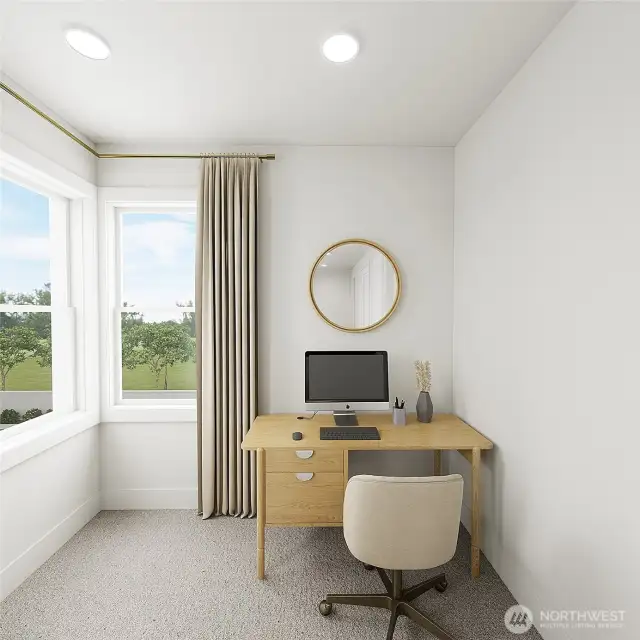 Tuck away office space on upper level-. 9 ft Ceiling. Color and features may vary. For marketing purposes only.