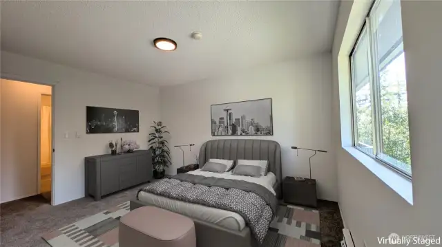 Virtually Staged. Lovely second bedroom which would make a great office space too.