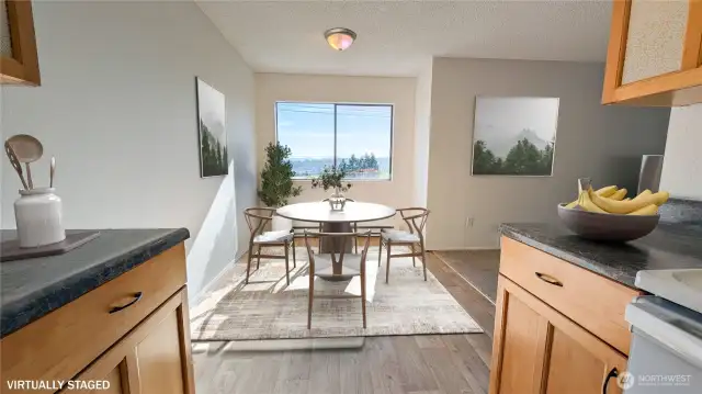 Well lit room with a view.
