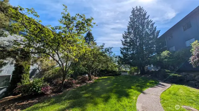 Interior Courtyard- Great place to enjoy this park- like setting.