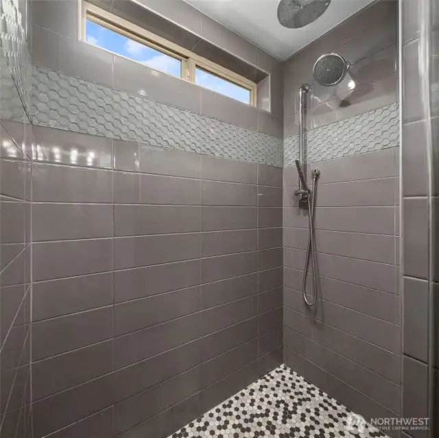 Luxurious spa-like shower.