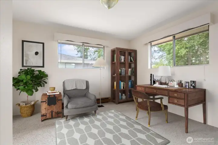 Bedroom 2 could also be used as an office. Virtually staged