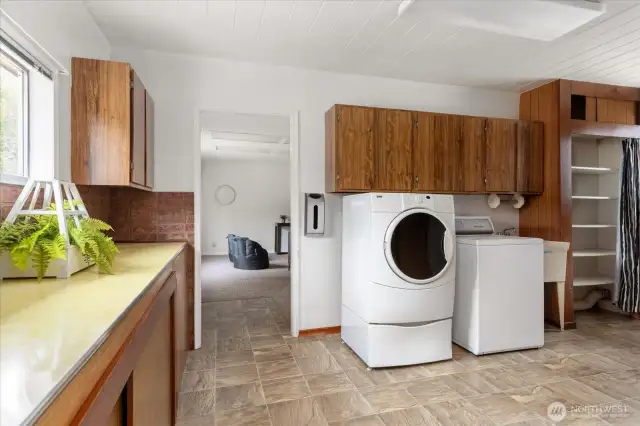 From the kitchen you enter the huge laundry room where more storage awaits.