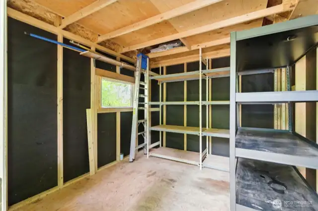 Inside of shed could be a great hobby studio with some insulation and lighting!