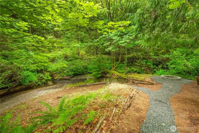 Pathway to firepit overlooking the creek!