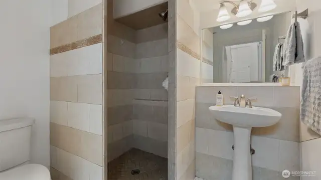 tiled shower
