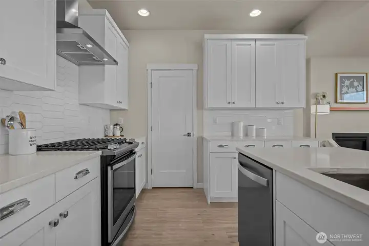 Door leads to large office and pantry