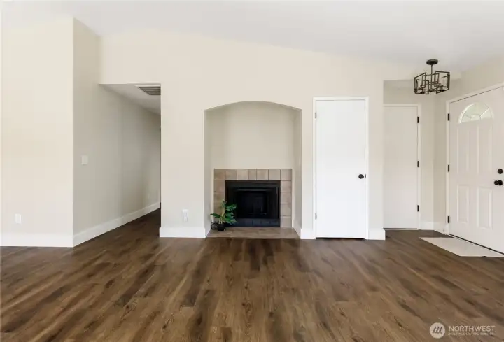 Wood burning fireplace