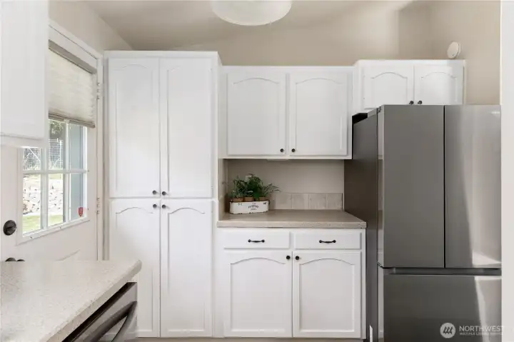 More cabinets and Pantry.  Door to the left leads to outside.  A great place to put the BBQ