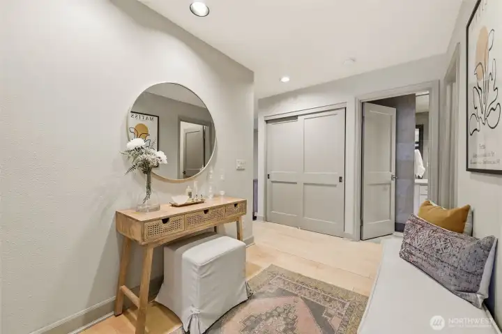 Plumbed for a vanity sink here. Owners removed for a remodel, but can be put back.