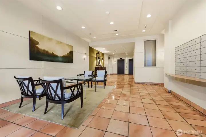 Building Lobby. There is also a package locker next to the concierge office.