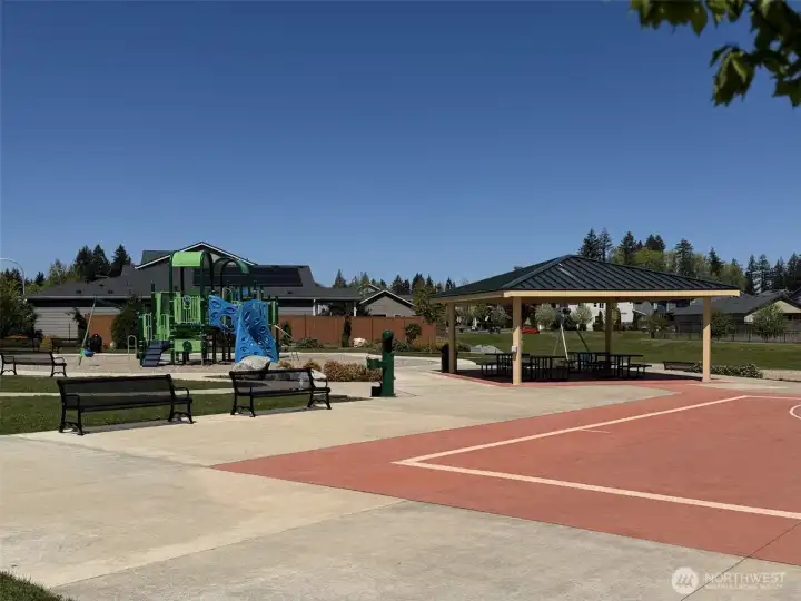 Play structures, grass area, Covered gathering space and a basketball court! Play structures, grass area, Covered gathering space and a basketball court!