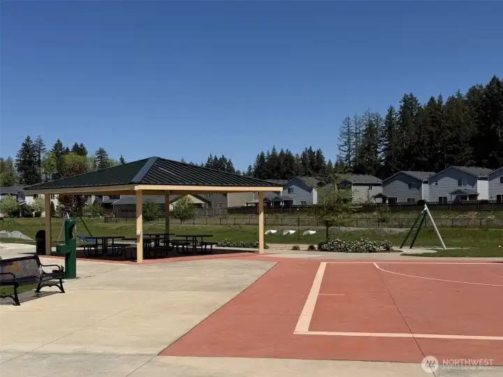 Covered gathering area at the community play area Covered gathering area at the community play area