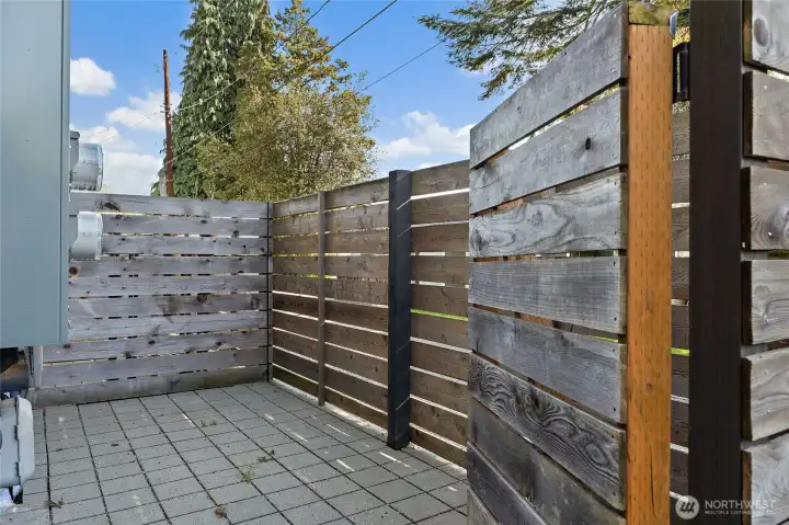Fenced back patio Fenced back patio