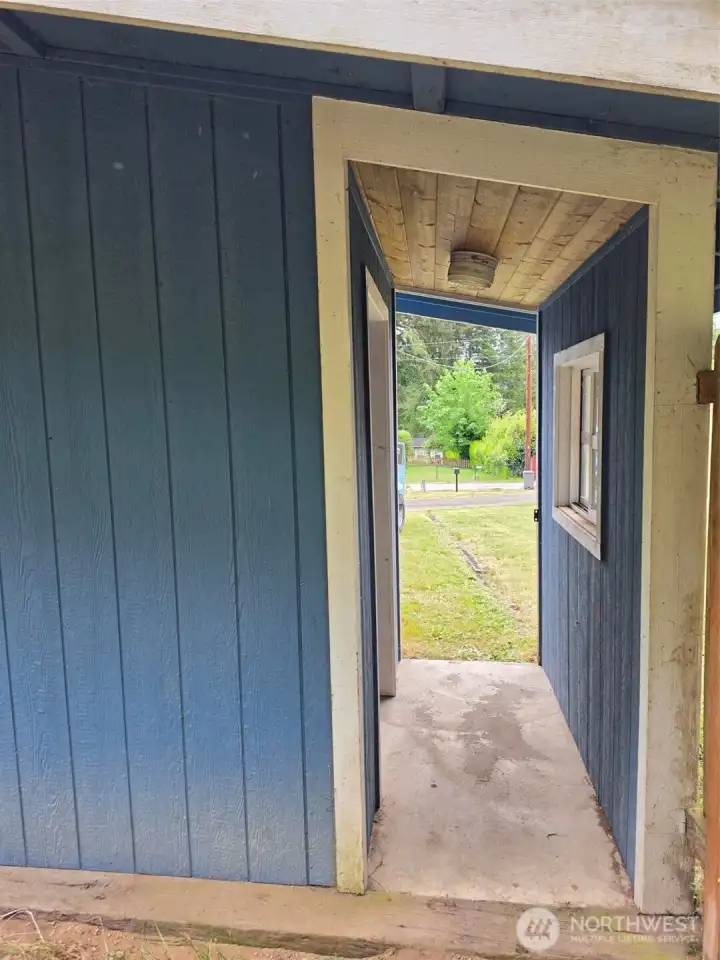 Private entry to back yard