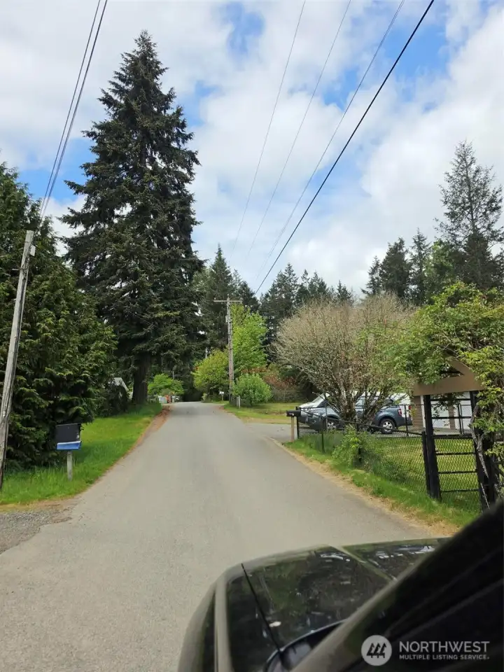 Driving up to home on dead end street.