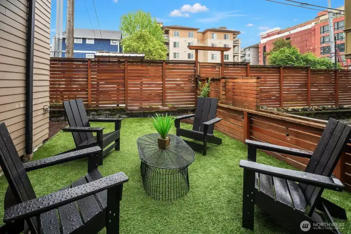 Space for gardening (it continues around the corner), a firepit AND dining area, play space, whatever you can dream of.