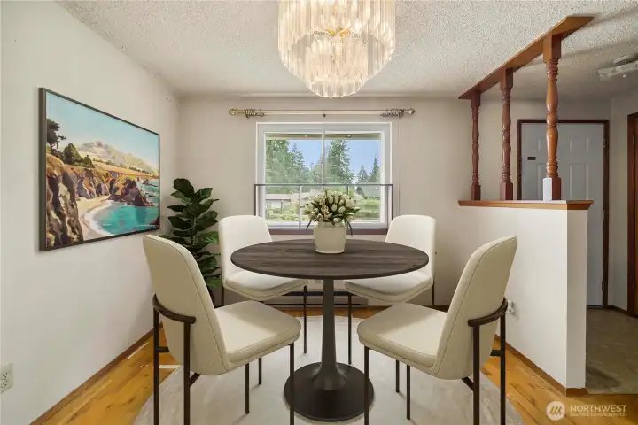 Virtually staged dining room.