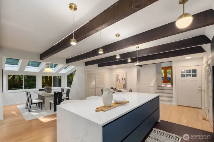 Custom Kitchen with waterfall island
