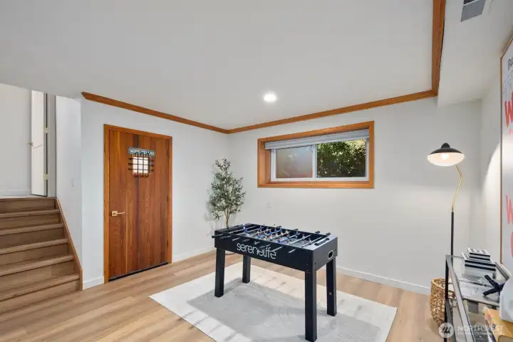 Family room with wine cellar